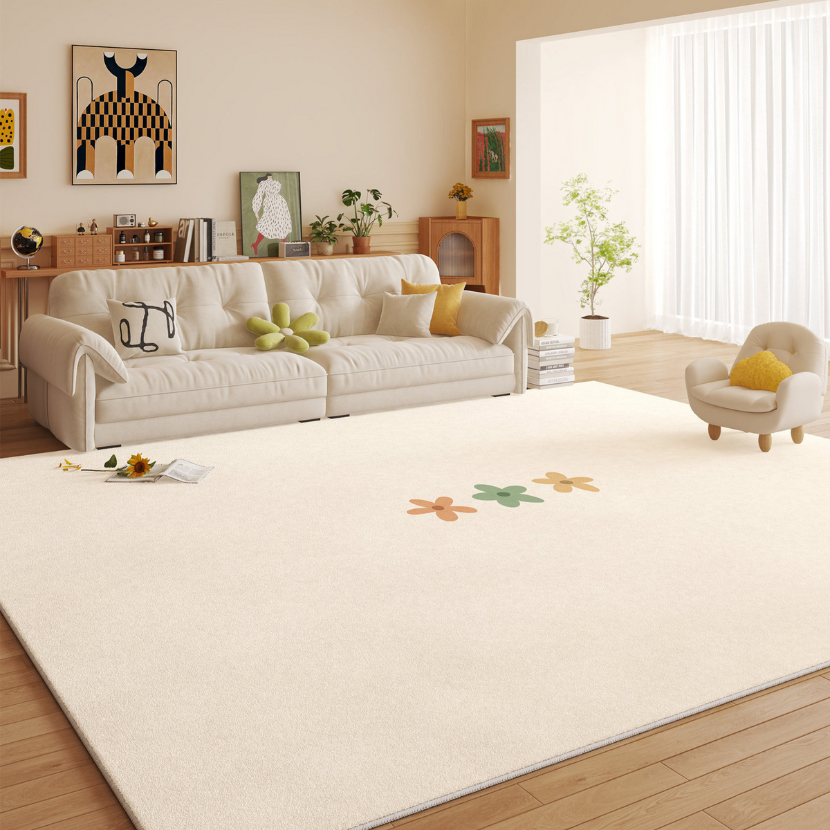 Faux Cashmere Washable Area Rug
