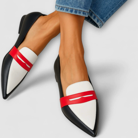 Color-Block Pointed-Toe Wedge Flats