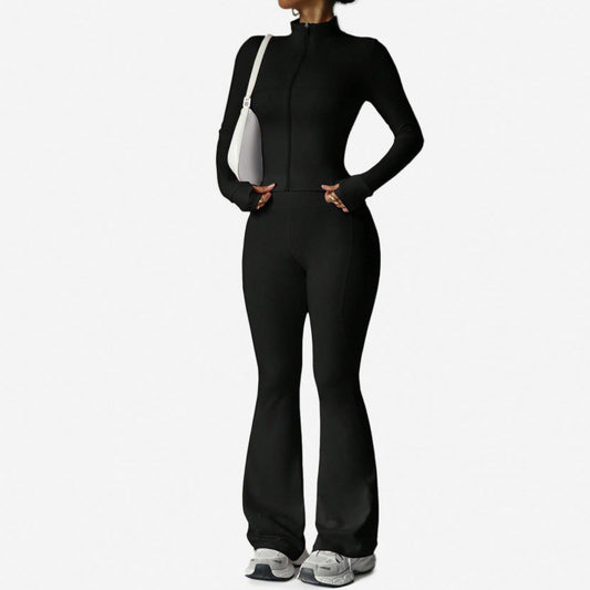 Women's Long Sleeve Yoga Set with Flared Pants