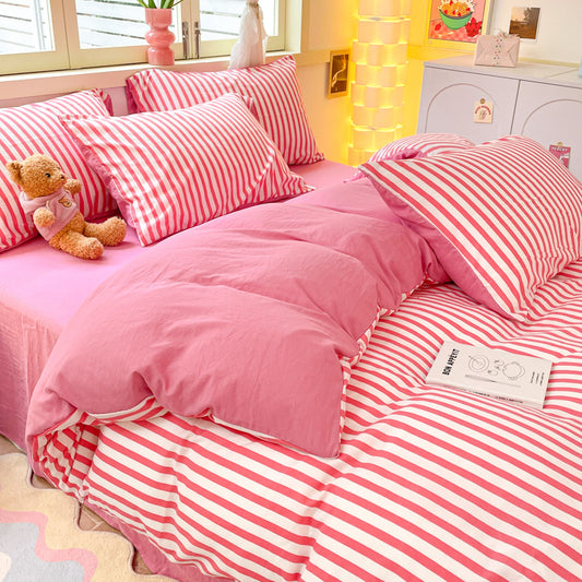 Vertical Striped Four-Piece Bedding Set