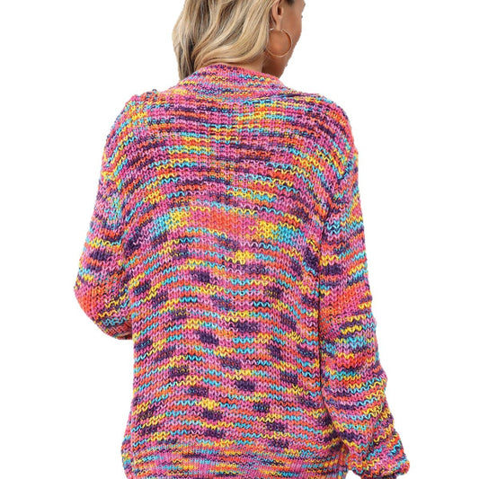 Rainbow Color Block Knit Cardigan