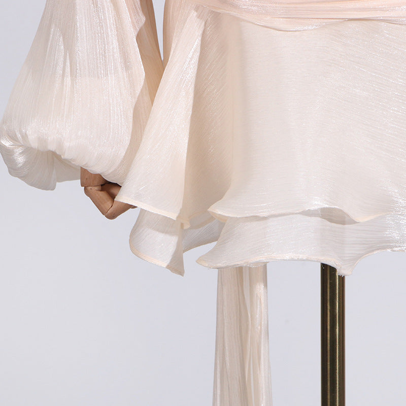 Women's Ruffled Hem Long Sleeve Dress