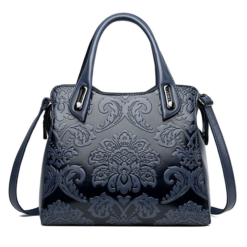 Embossed Floral Crossbody Bag in Blue