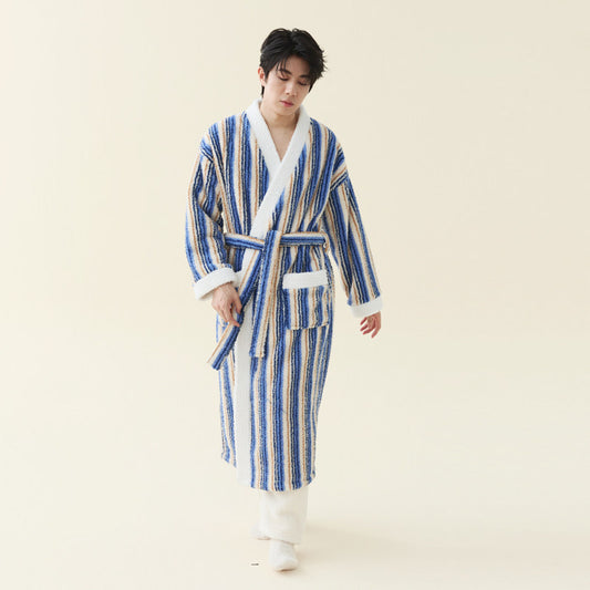 Men's Coral Fleece Kimono Bathrobe