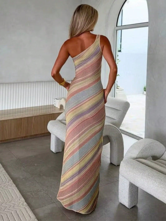 Women's Color Block Off-Shoulder Bodycon Dress
