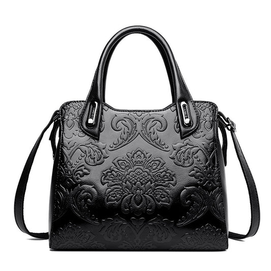Embossed Floral Crossbody Bag in Black