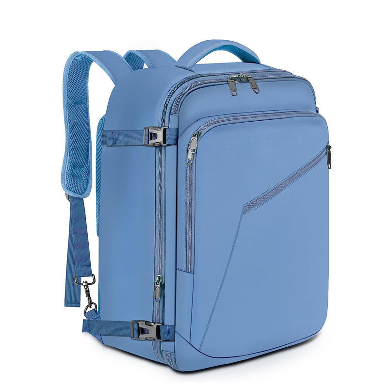 Expandable 55L Travel Laptop Backpack in Light Blue