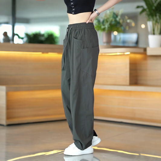American-Style Diagonal-Cut Casual Pants
