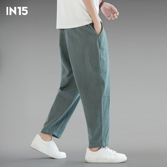 Men's Cotton Linen Cropped Pants