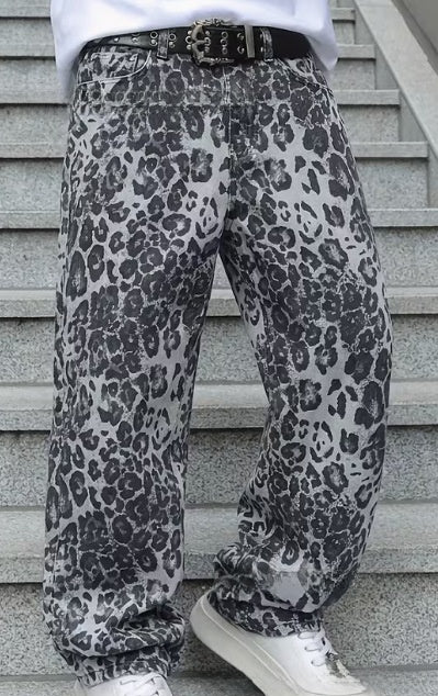 Men's Graffiti Print Straight-Leg Casual Pants