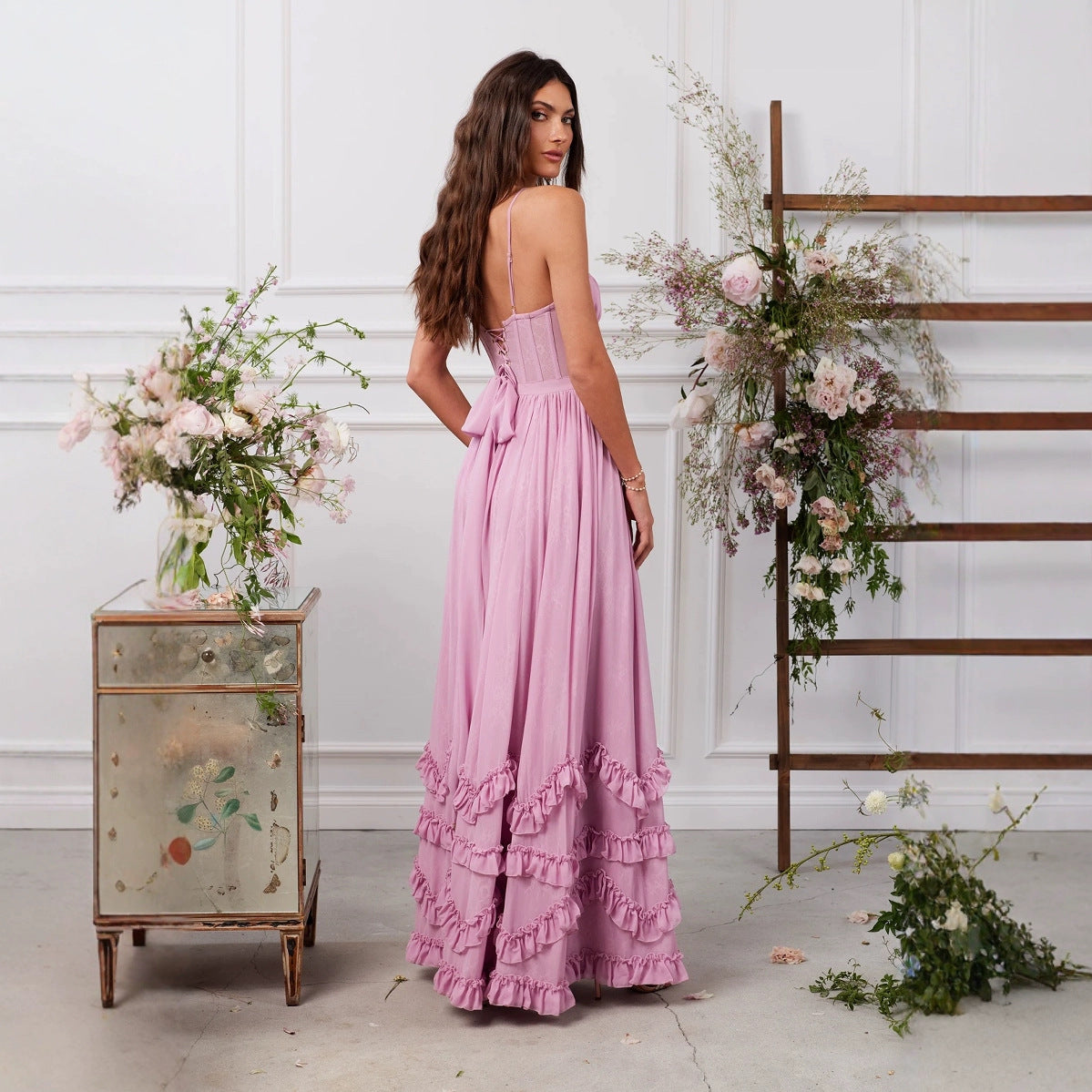 Boned Bodice Sleeveless Maxi Dress