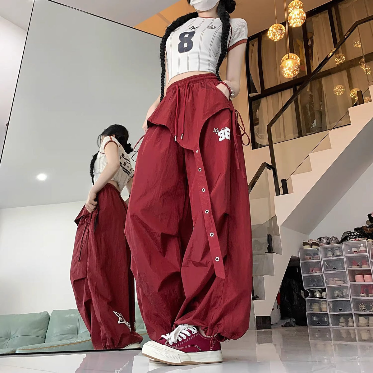 Women's Wide-Leg Cargo Dance Pants