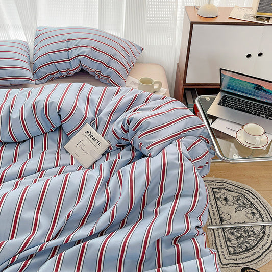 Retro Striped Brushed Bedding Set