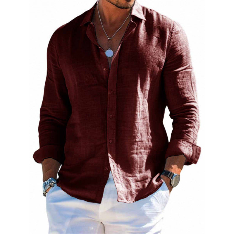Men's Stretch Long-Sleeve Lapel Shirt