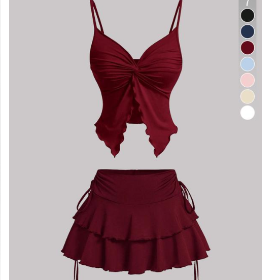Women's Sleeveless Camisole Top and Tiered Mini Skirt Set