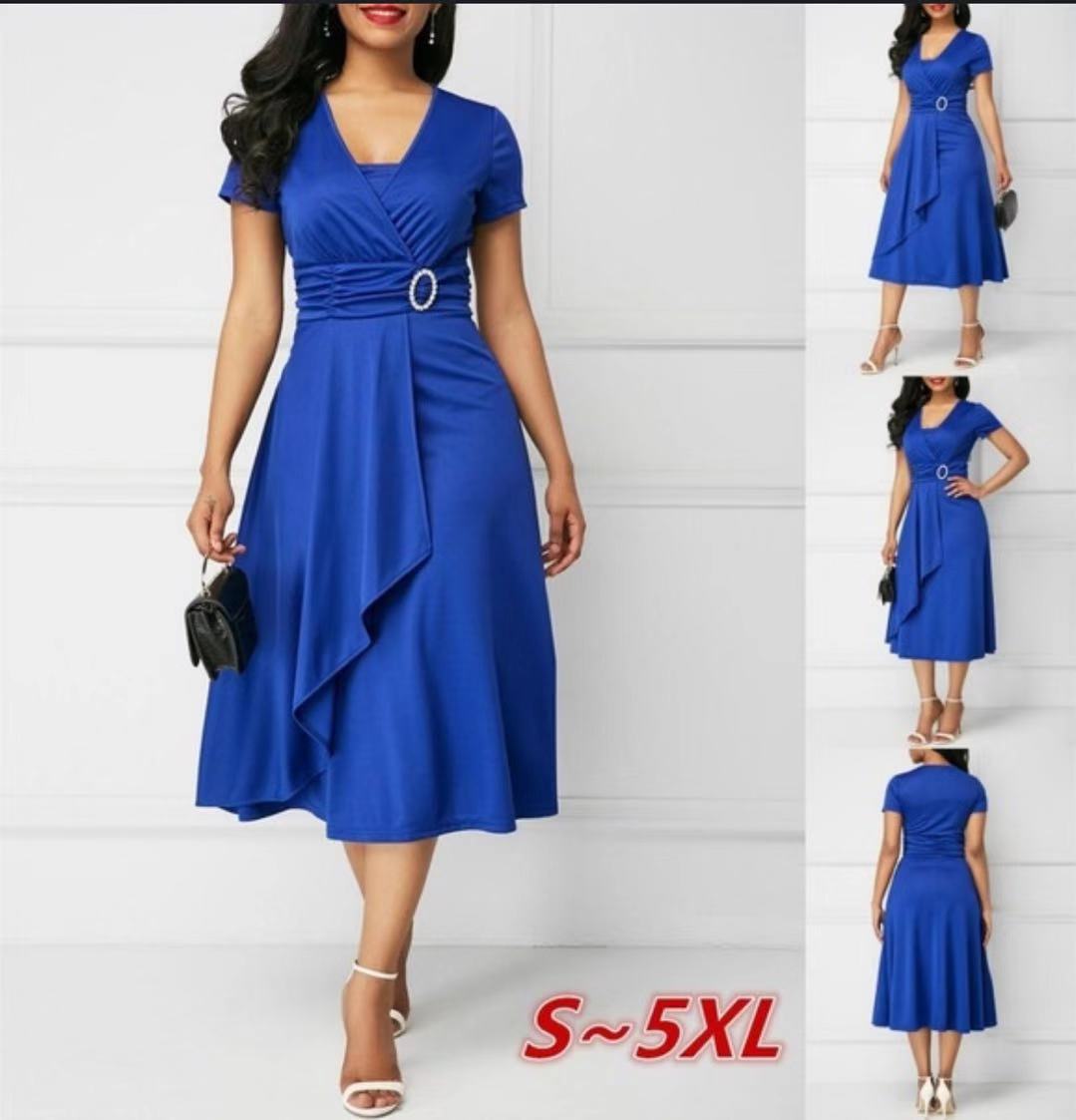 Women's Asymmetric V-Neck A-Line Dress