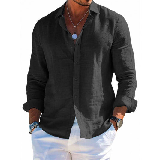 Men's Stretch Long-Sleeve Lapel Shirt