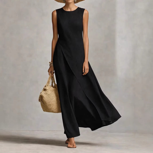 Women's Sleeveless Asymmetrical Hem Maxi Dress