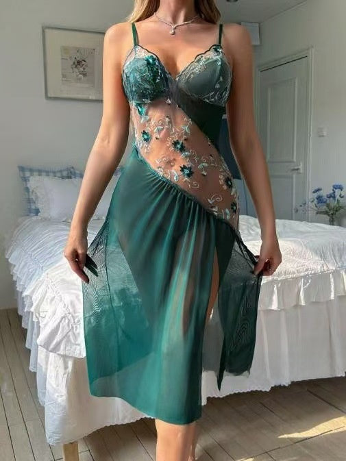 Women's Embroidered Floral Halter Dress