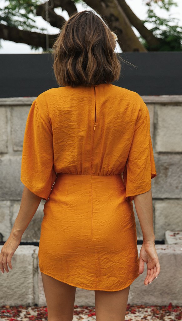 Women's Batwing Sleeve Tie-Up Irregular Hem Dress