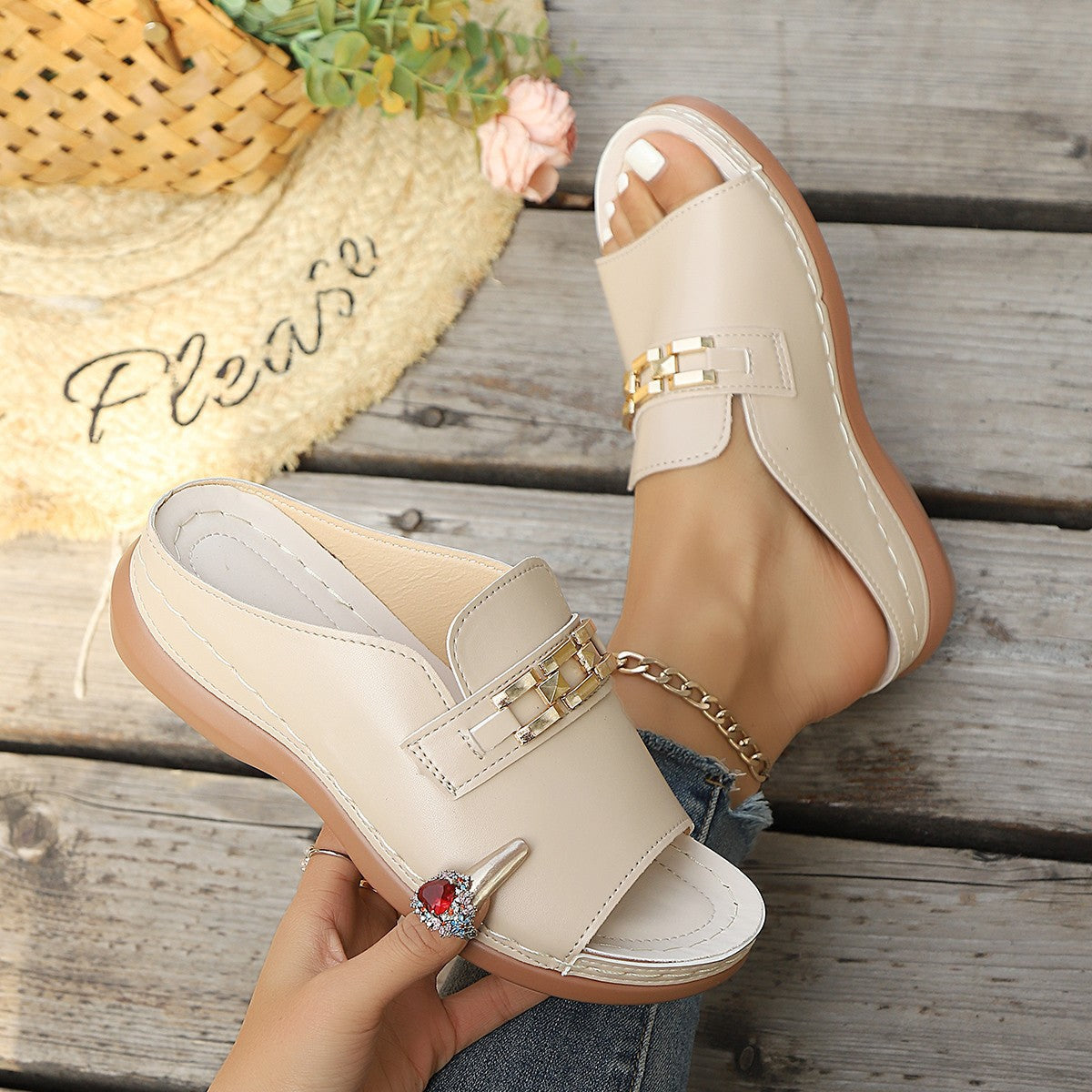 Women's Peep-Toe Wedge Sandals