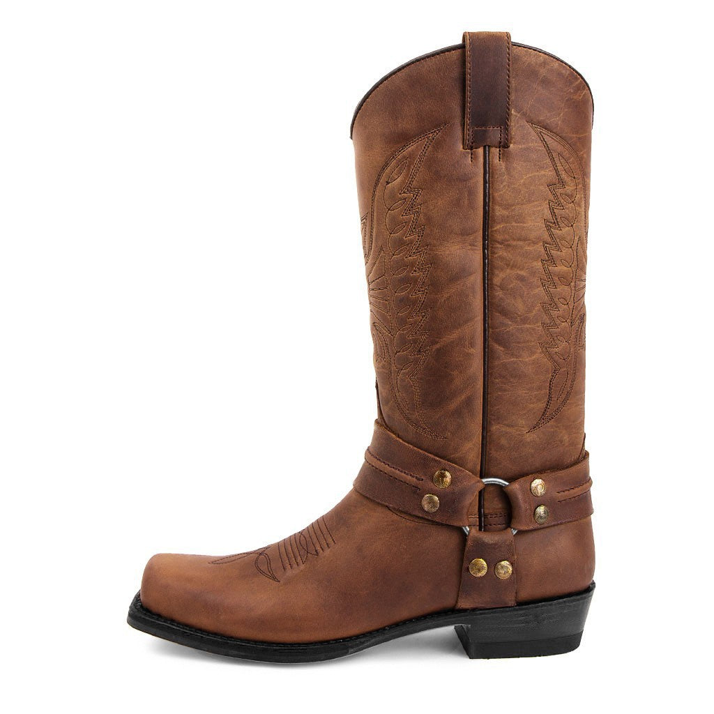 Men's Studded Suede Knight Boots in Yellow-Brown