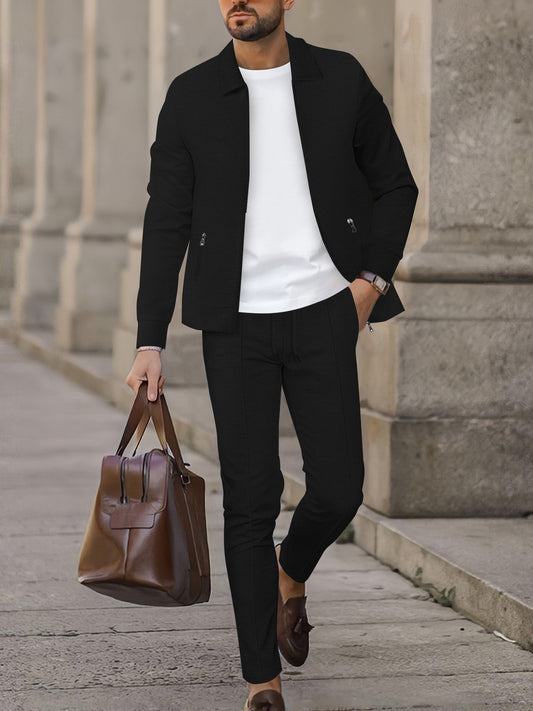 Men's Waffle Knit Zip-Up Track Suit