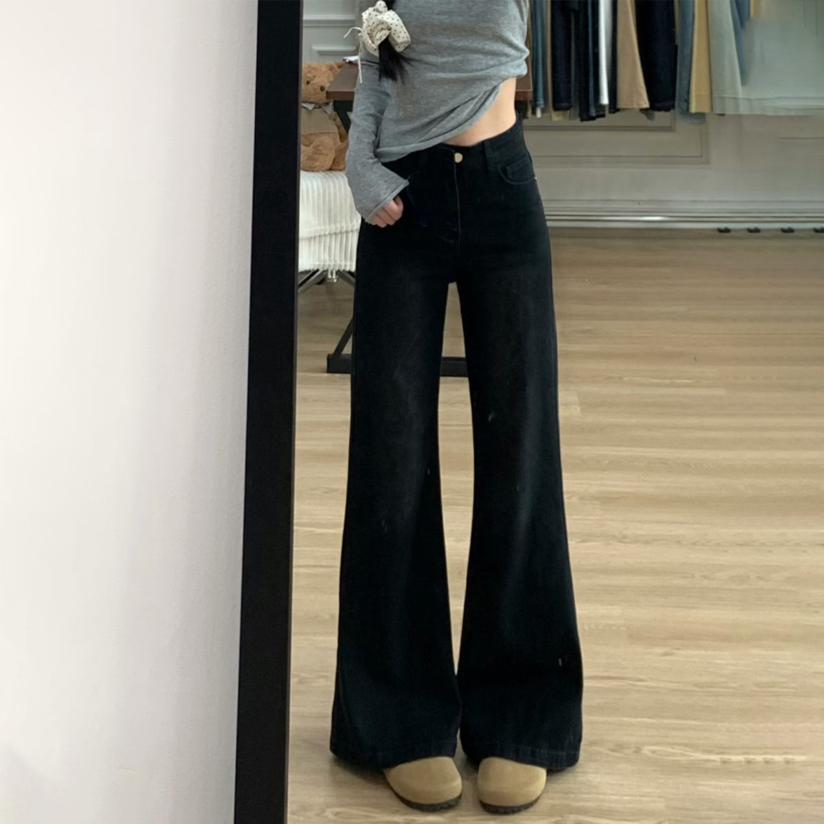 Women's High Waist Cotton Flared Pants