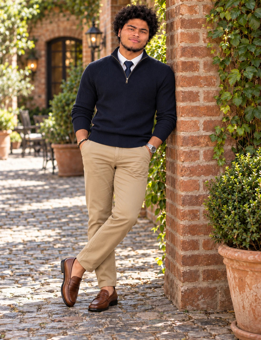 Men's Vertical Pit Knitwear in navy blue