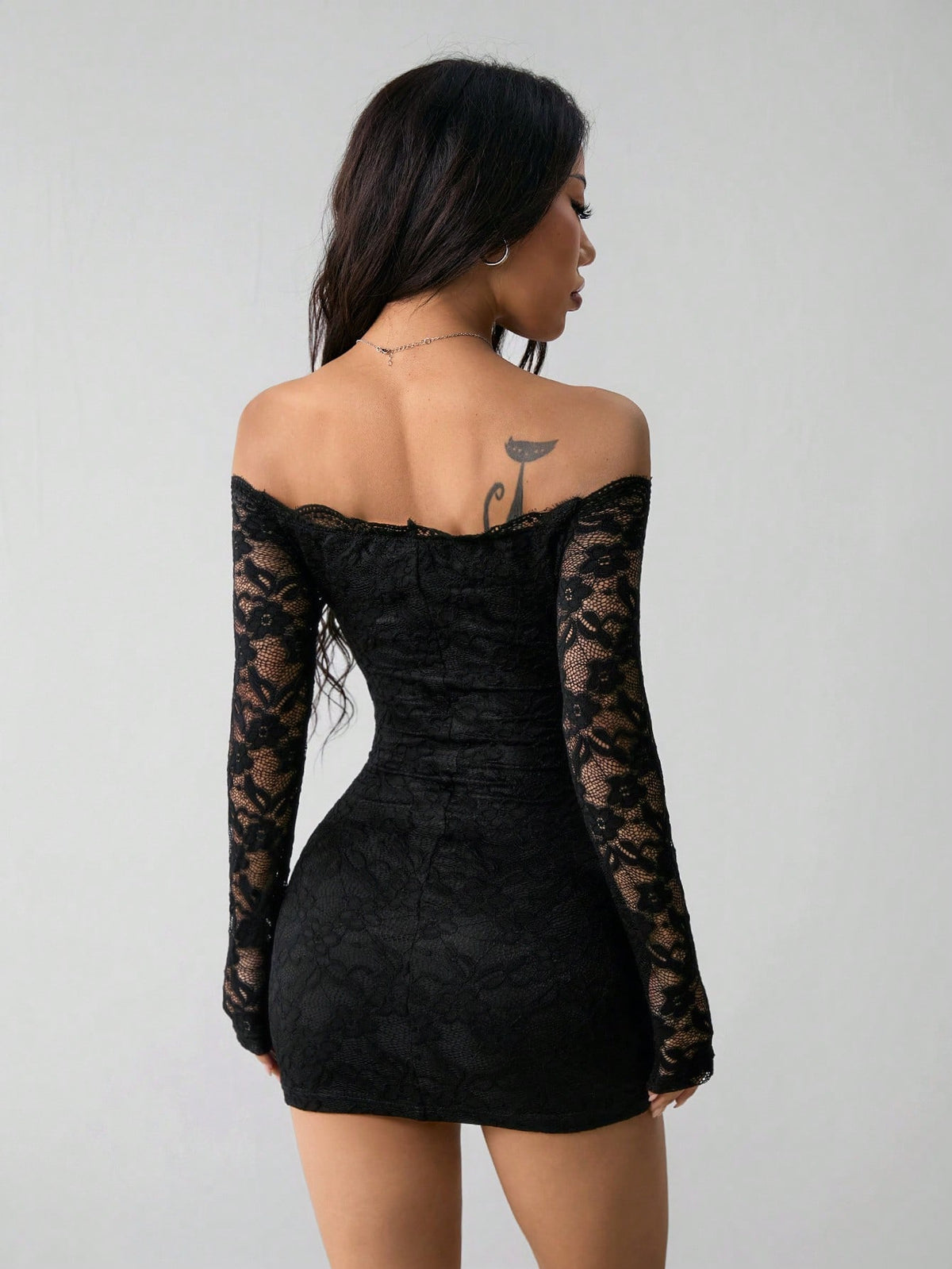 Women's Lace Off-Shoulder Long Sleeve Dress