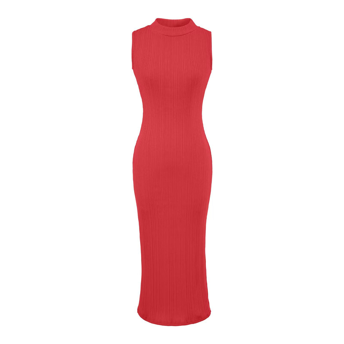 Women's Round Neck Elastic Waist Slit Dress