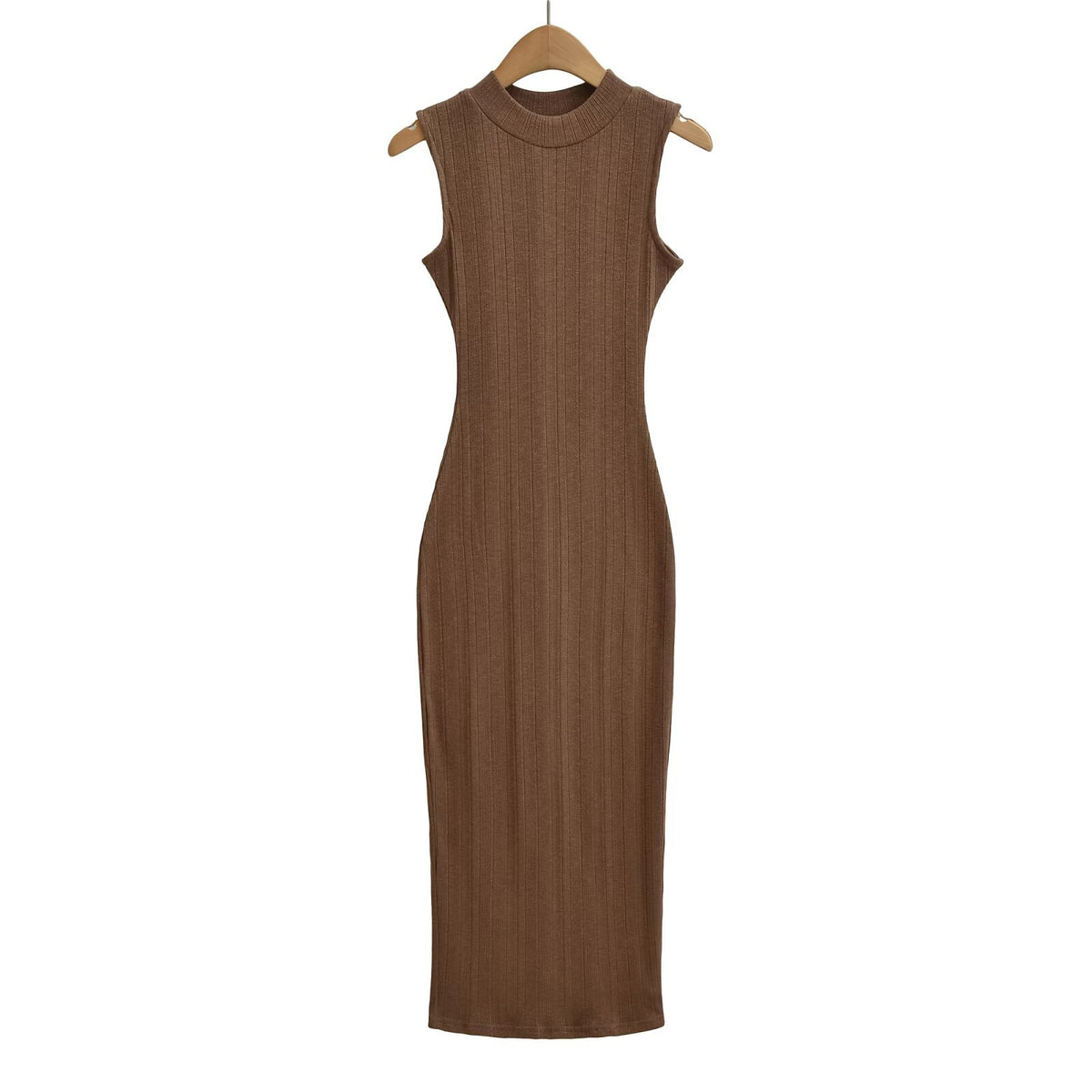 Women's Round Neck Elastic Waist Slit Dress