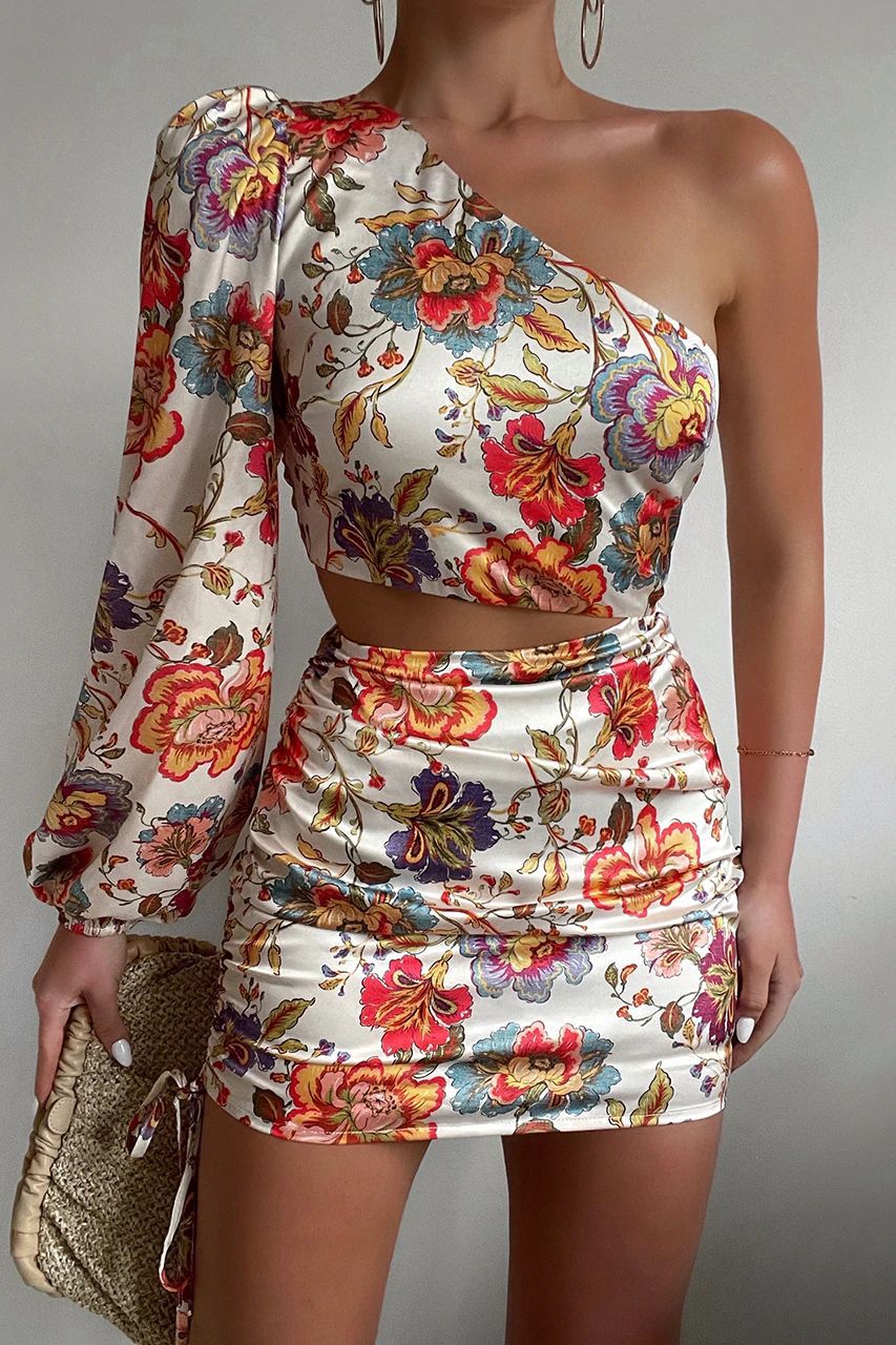 Women's Diagonal Shoulder Flowy Summer Dress
