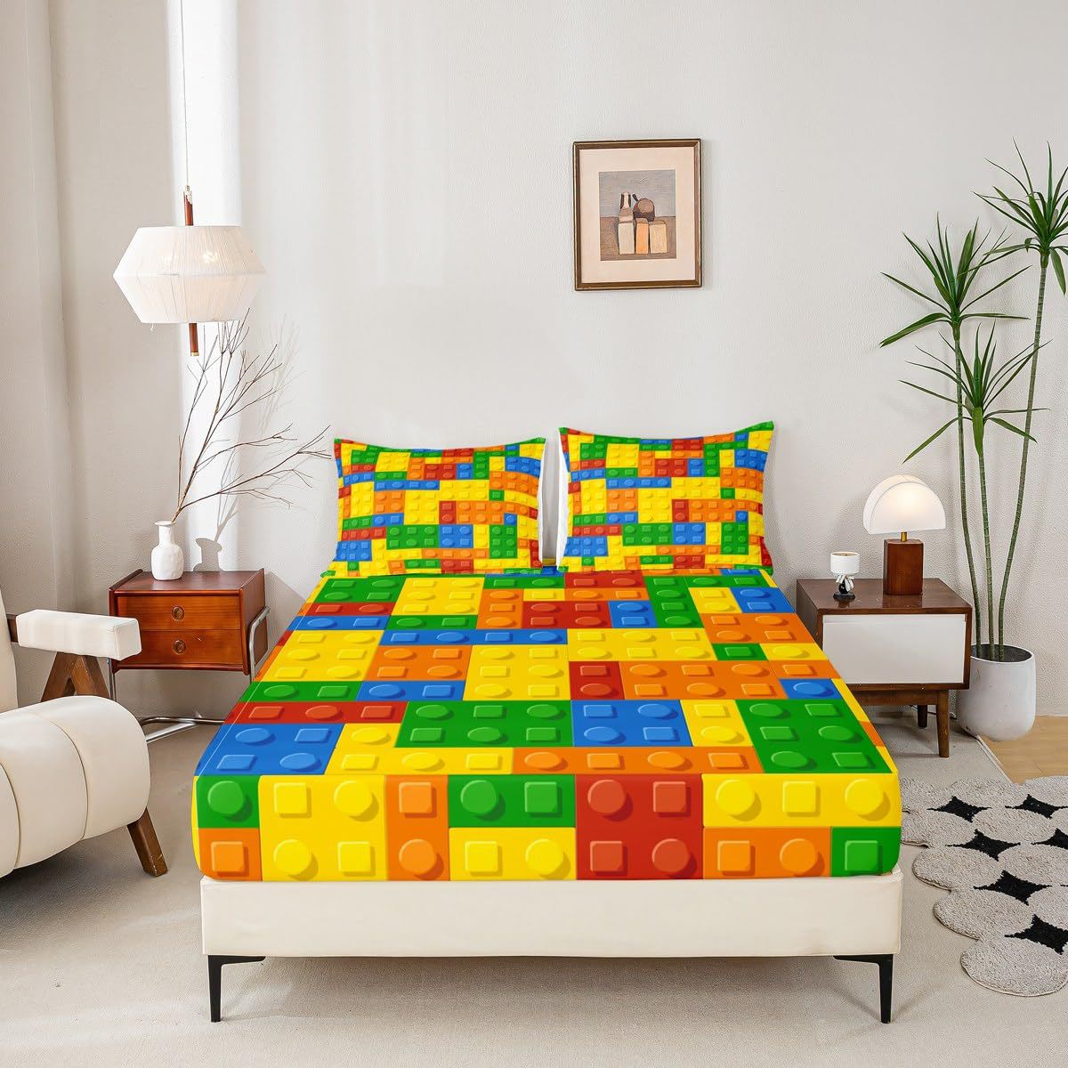 Geometric Flannel Fitted Sheet Set