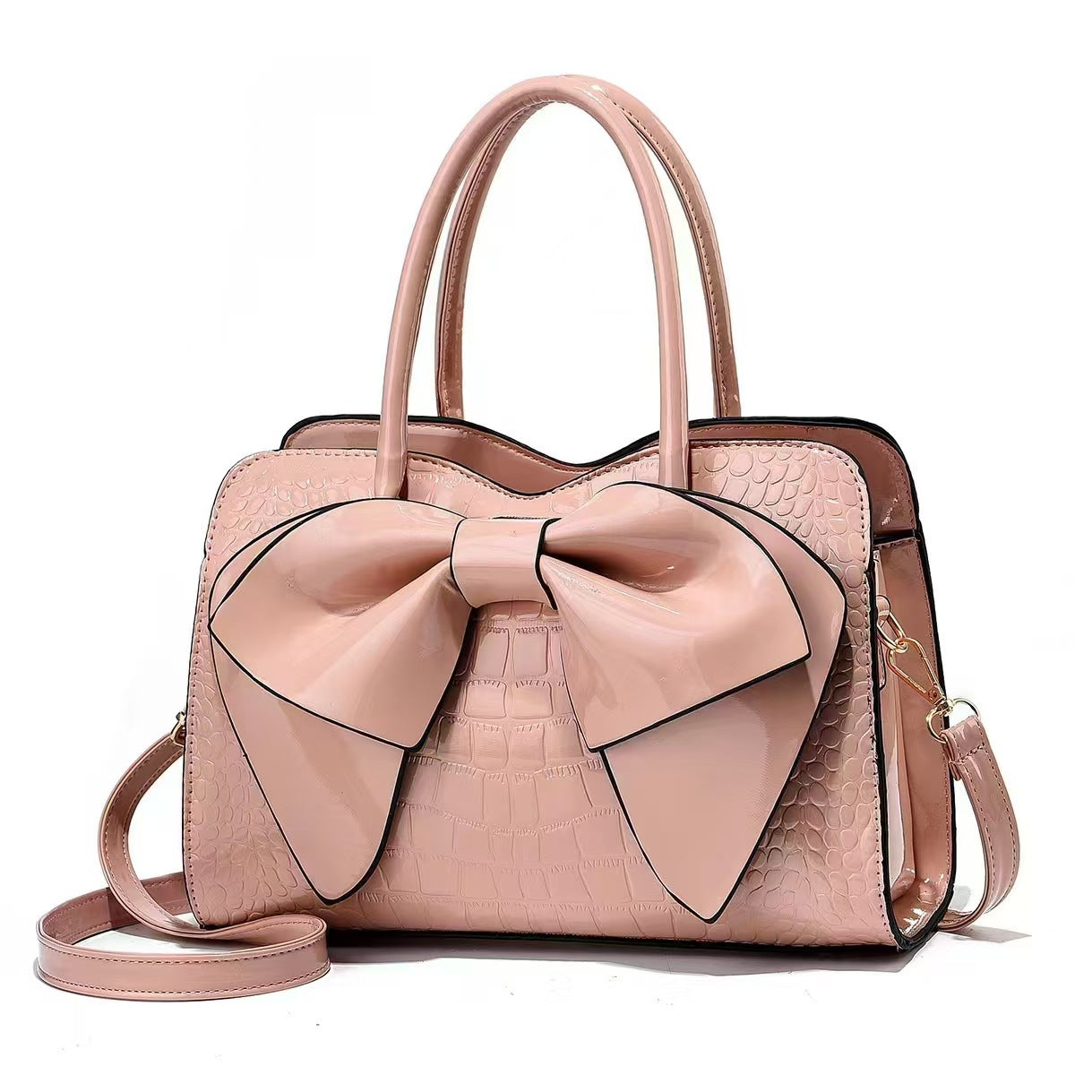 Bow Detail Pebbled Crossbody Bag