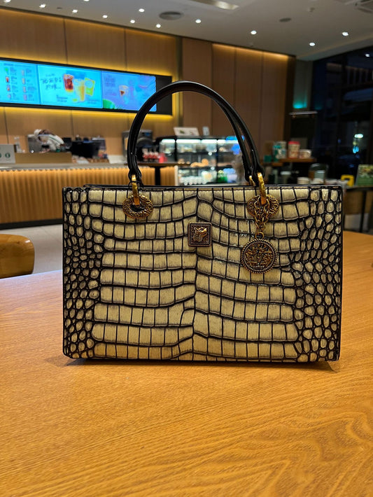 Leather Stone Pattern Crossbody Handbag