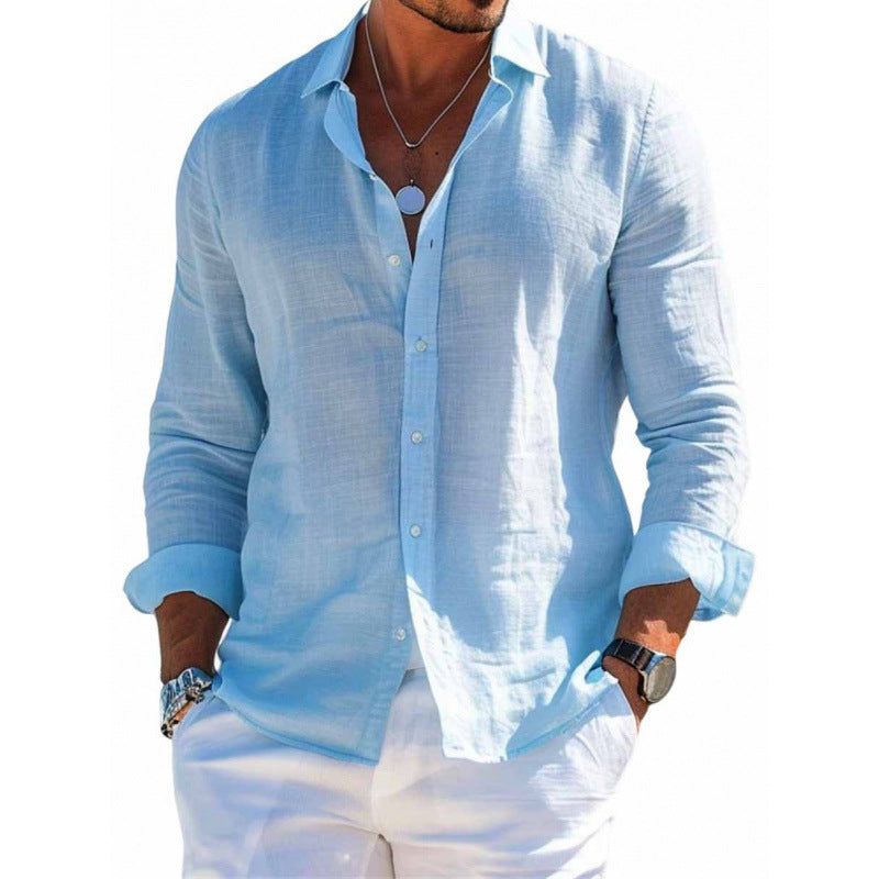 Men's Stretch Long-Sleeve Lapel Shirt