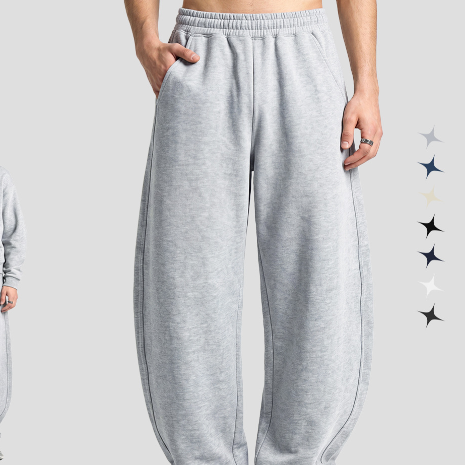 Heavyweight Terry Fabric Sweatpants Loose Fit Casual Pants