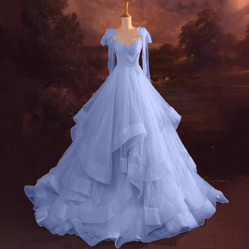French A-Line Formal Evening Gown in Light Blue
