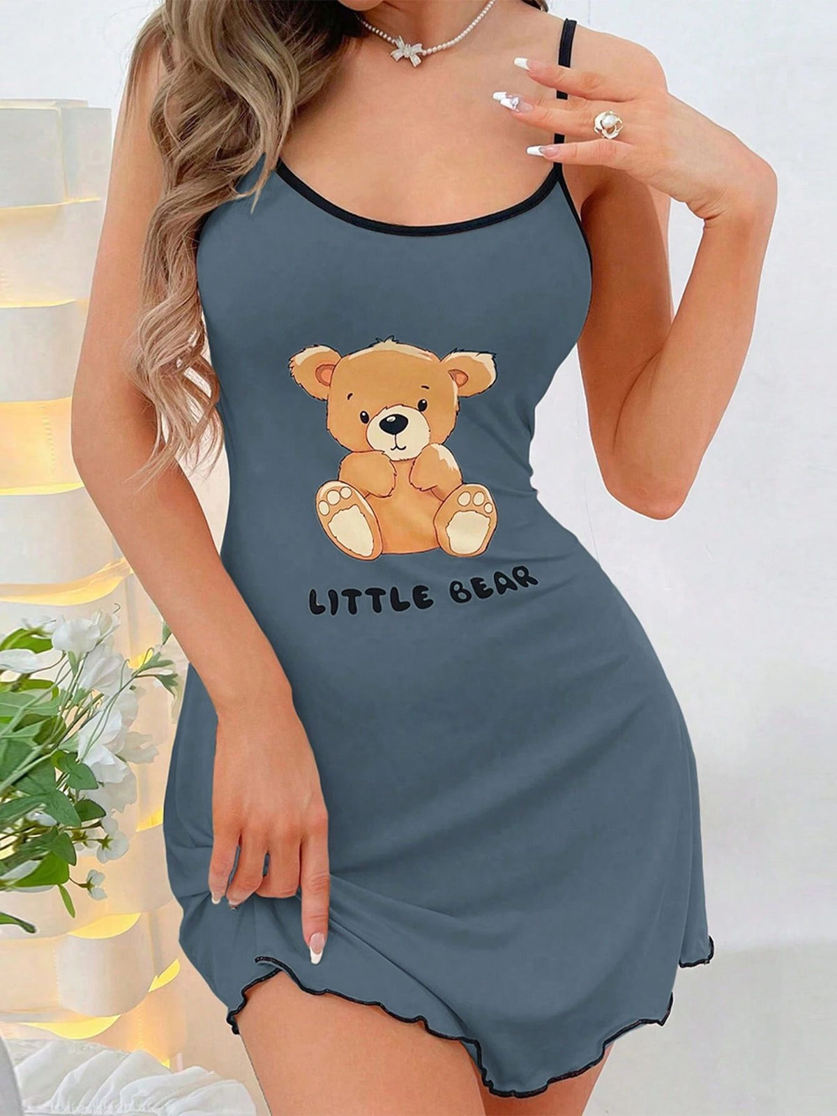 Women's Suspender Nightgown Home Dress