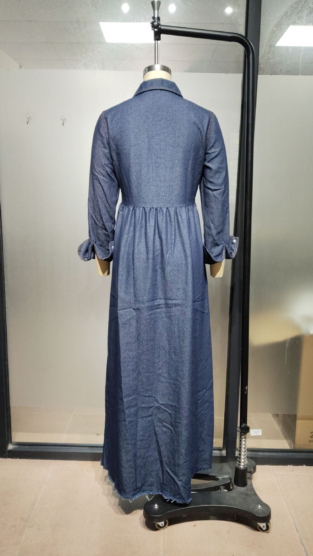 Women's Slim-Fit Vintage Long Sleeve Denim Dress
