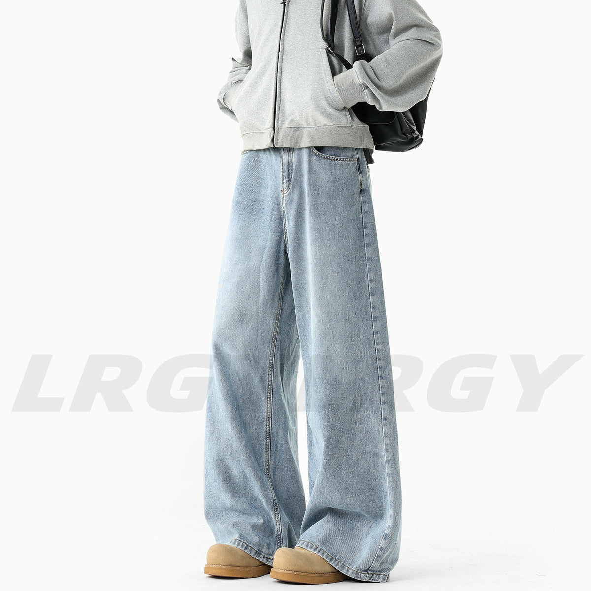 Loose Fit Washed Distressed Denim Pants