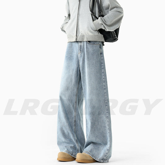 Loose Fit Washed Distressed Denim Pants