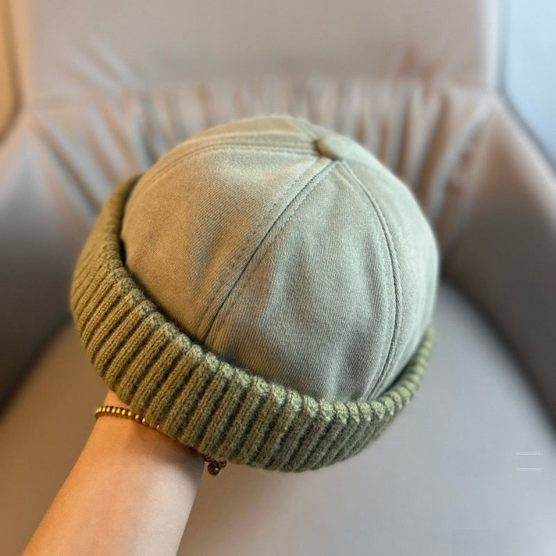 Cotton Blend Brimless Beanie in Light Green