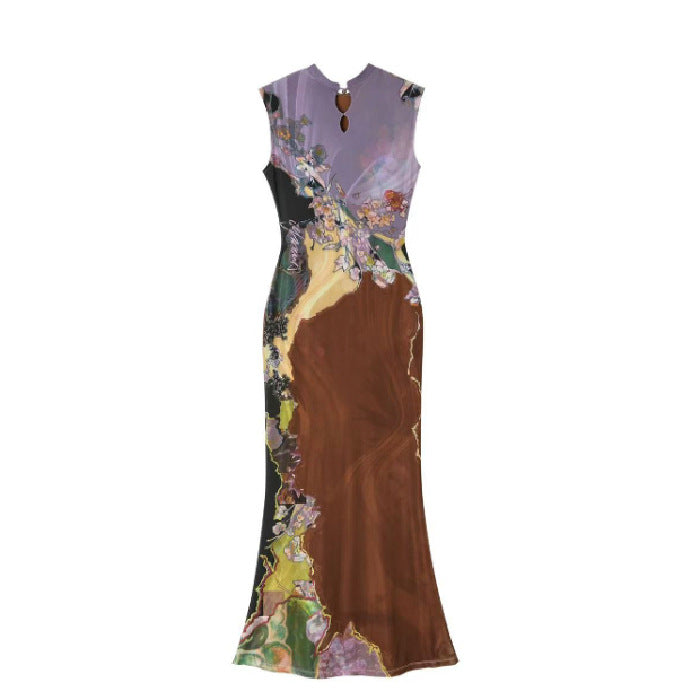 Women's Chinoiserie Print Cheongsam Dress