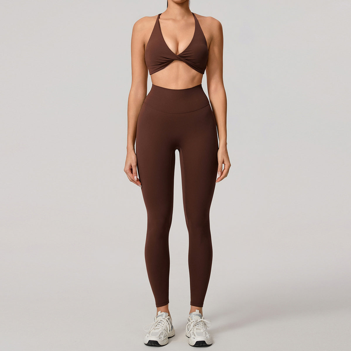 Cross-Back Sports Bra and Bottoms Set
