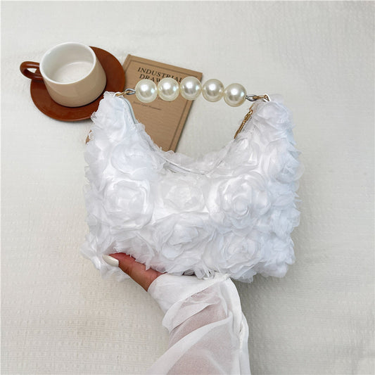 Lace and Pearl Rose Handbag
