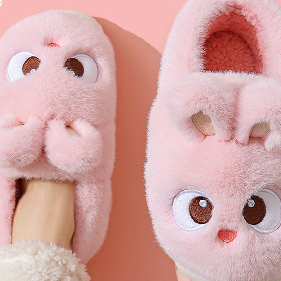 Plush Fleece-Lined Indoor Slippers for Women
