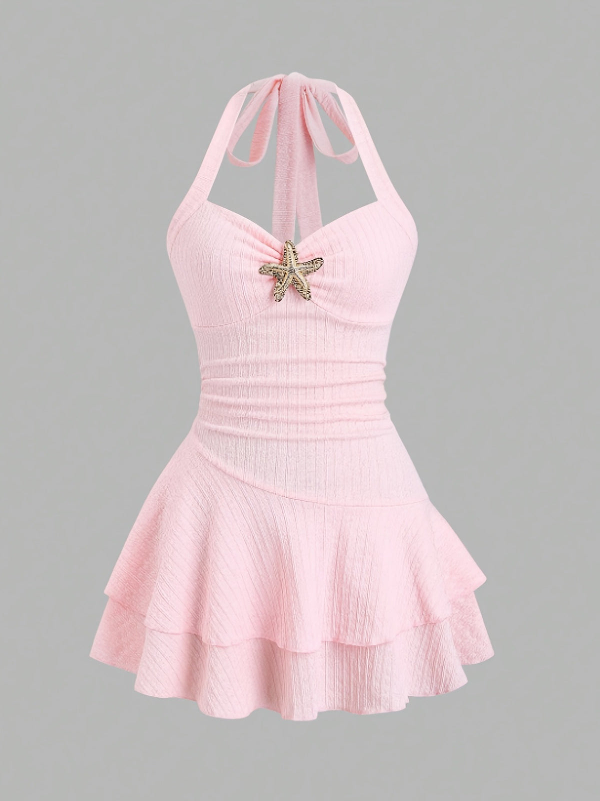 Women's Halter Neck Starfish Knitted Mini Dress