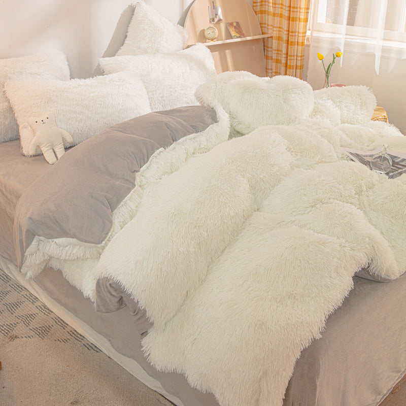 Coral Velvet Four-Piece Bedding Set